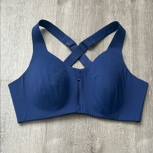 Knix Women's Blue Zip front Catalyst sports bra size 0 (28-30DD- adjustable)